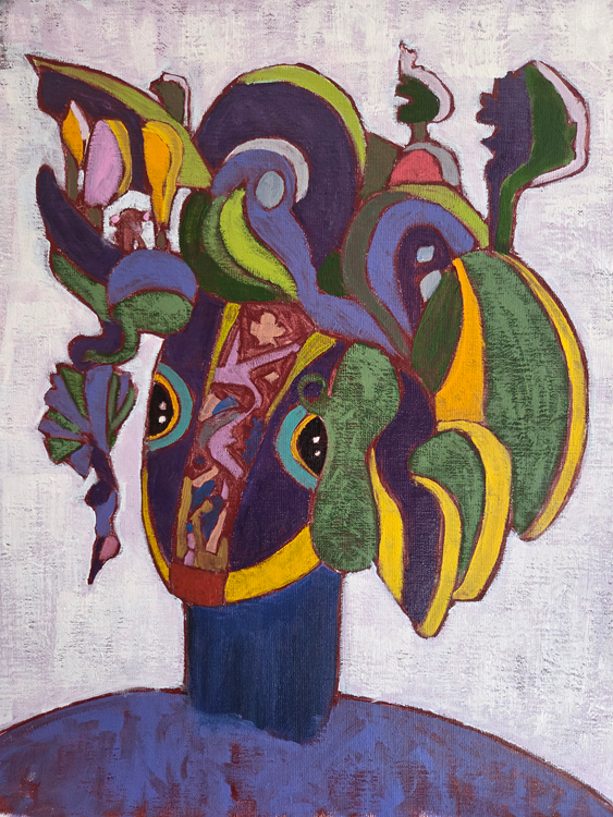 Femme à la mèche,acrylique sur toile, 41x33 cm, 2025, Line Aressy